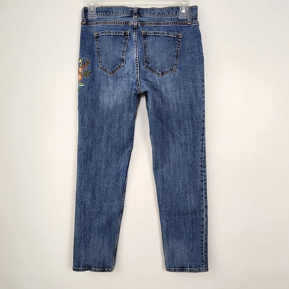 Straight Leg Boyfriend Cut Denim Embroiderd Flowers Boho Costal Cowgirl Indy Art - Picture 6 of 13